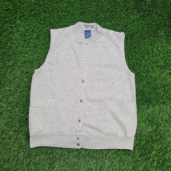 Vintage 90s Ocean-Pacific Snap Vest Women M/L 19x22 Gray USA - Picture 1 of 9